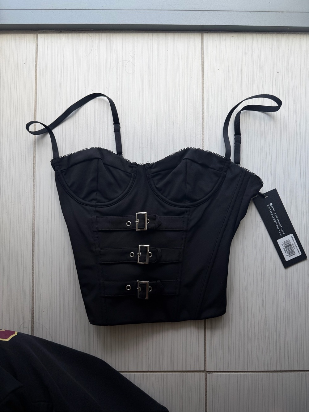 White Fox Boutique Black Corset Bustier Top - Picture 2 of 3